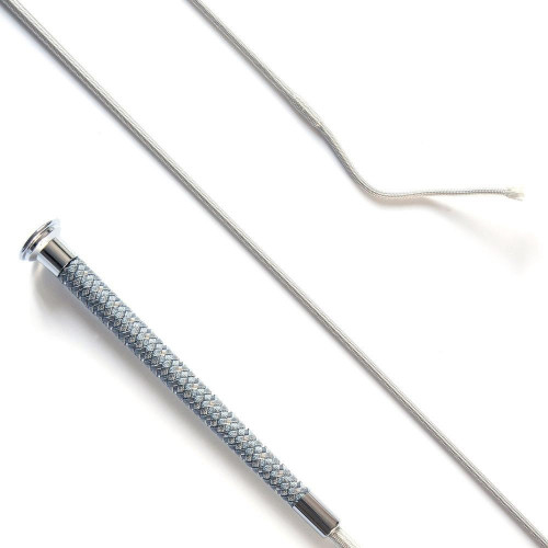 KM Elite Dressage Whip Silver Braided Red