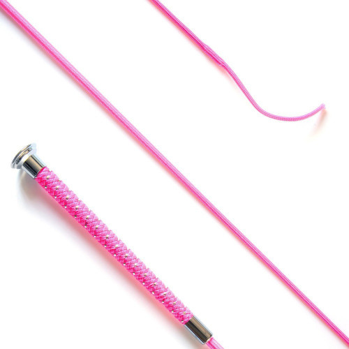 KM Elite Dressage Whip Silver Braided Hot Pink