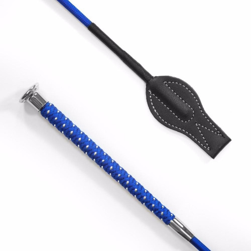 KM Elite Childs Braided Riding Whip Blue